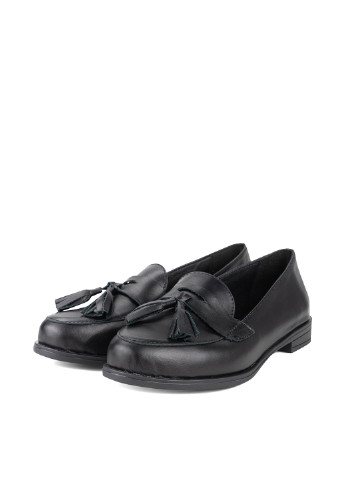 Черные женские кэжуал туфли с кисточками на низком каблуке украинские - фото