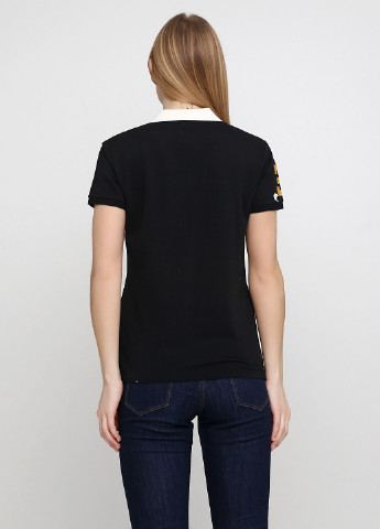 Черная женская футболка-поло Ralph Lauren с логотипом