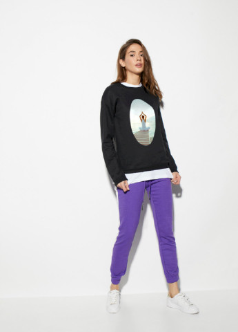 Чорний світшот жіночий /no flis/ YAPPI малюнок (251467806)