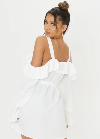 Білий кежуал сукня PrettyLittleThing однотонна