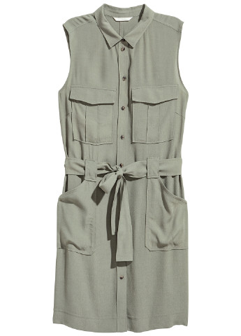 Оливкова кежуал сукня H&M з камуфляжним принтом