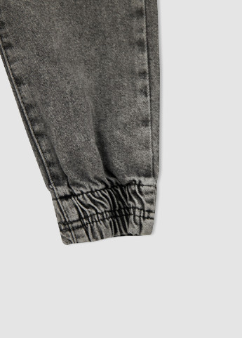 Джинси DeFacto джогери однотонні темно-сірі джинсові бавовна