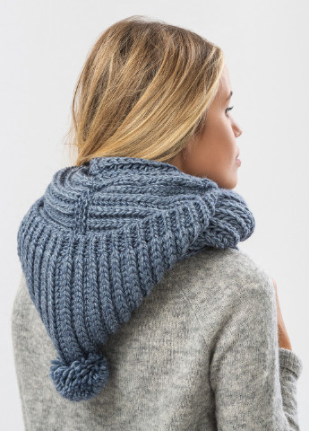 Снуд жіночій з капюшоном -20 48х30см Сіро-фіолетовий W-Luxury 9249P (254046221)