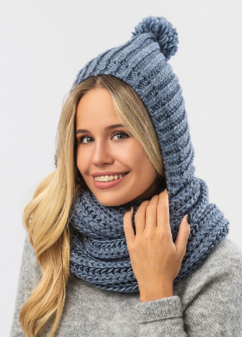 Снуд жіночій з капюшоном -20 48х30см Сіро-фіолетовий W-Luxury 9249P (254046221)