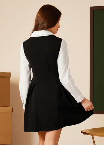 Черное кэжуал платье SHEIN однотонное