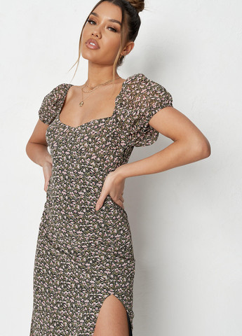 Темно-зеленое кэжуал платье Missguided с цветочным принтом