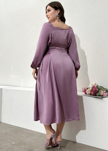 Лиловое вечернее платье SHEIN однотонное