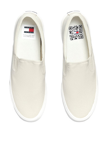 Бежевые слипоны Tommy Jeans с логотипом
