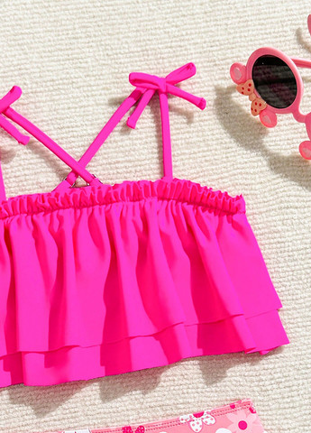 Рожево-ліловий літній купальник (ліф, трусики) топ, роздільний SHEIN