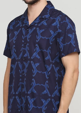 Темно-синяя кэжуал рубашка однотонная Nyden by H&M