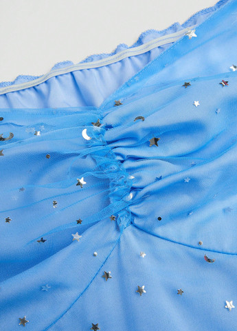 Голубое коктейльное платье бэби долл, с юбкой-солнце SHEIN однотонное