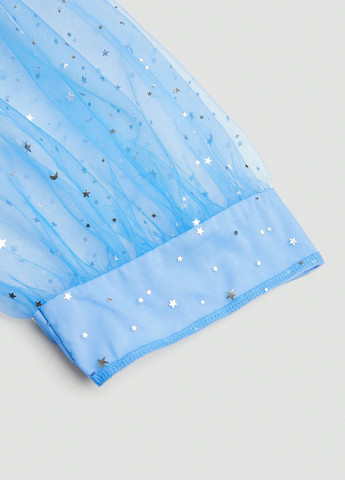 Голубое коктейльное платье бэби долл, с юбкой-солнце SHEIN однотонное