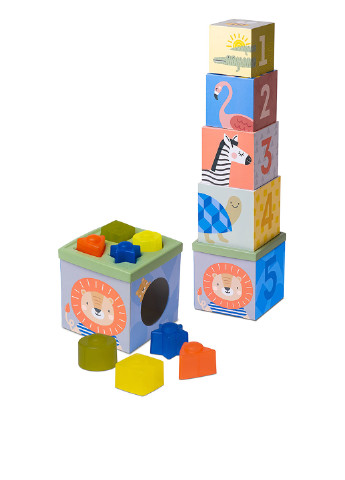 Сортер-пирамидка Кубики Африка, 15х15х20 см Taf Toys (253592952)