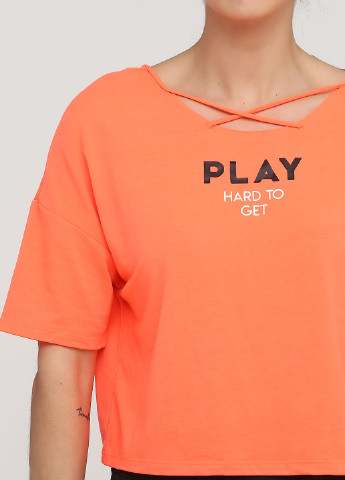Кислотно-оранжева літня футболка Only