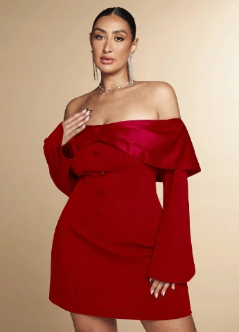 Красное кэжуал платье SHEIN однотонное