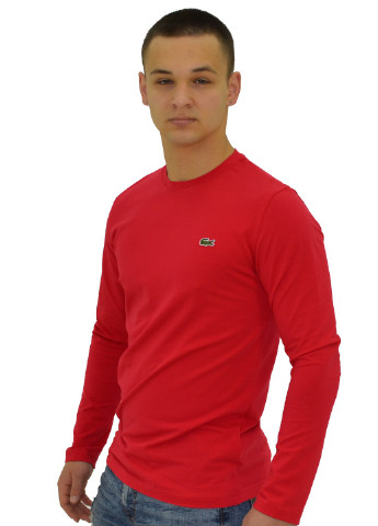 Лонгслів Lacoste логотип червоний кежуали еластан, бавовна