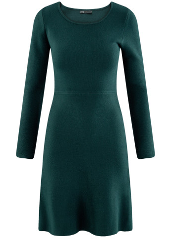 Бутылочное зеленое кэжуал платье Oodji однотонное