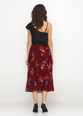 Бордовая кэжуал цветочной расцветки юбка Kiabi миди