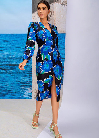 Комбінована кежуал сукня футляр SHEIN з квітковим принтом