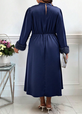 Темно-синя вечірня сукня кльош SHEIN однотонна