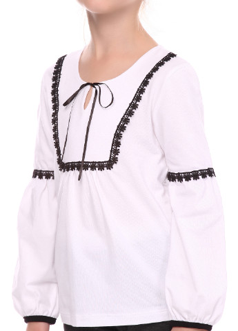 Белая с орнаментом блузка с длинным рукавом Vidoli демисезонная