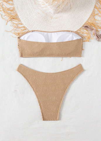 Бежевий літній купальник (ліф, трусики) бандо SHEIN