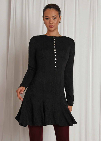 Черное кэжуал платье клеш SHEIN однотонное