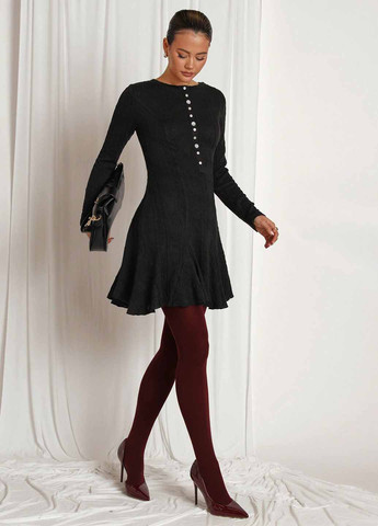 Черное кэжуал платье клеш SHEIN однотонное