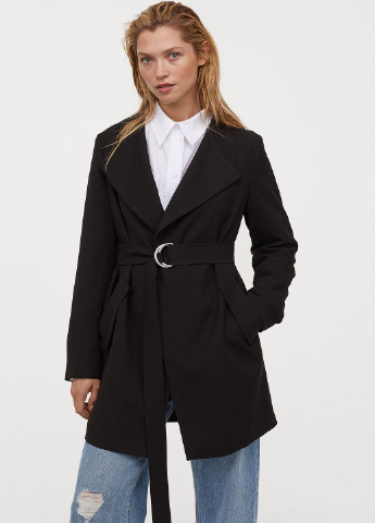 Черное демисезонное Короткое пальто тренч H&M