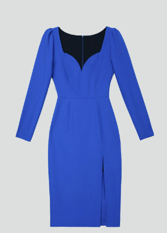 Синее вечернее платье с фигурным вырезом из смесовой вискозы Gepur однотонное