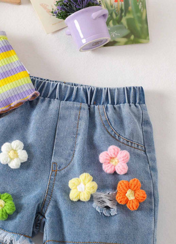 Комбинированный летний костюм (топ, шорты) SHEIN