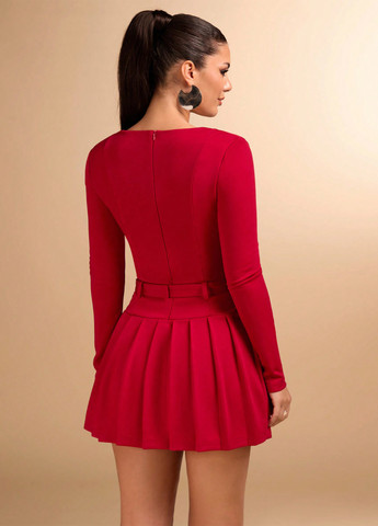 Красное кэжуал платье а-силуэт SHEIN однотонное