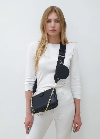 Женская сумка новинка черная маленькая кожаная 3 в 1 Fashion (229461536)