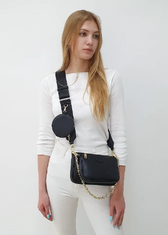 Женская сумка новинка черная маленькая кожаная 3 в 1 Fashion (229461536)