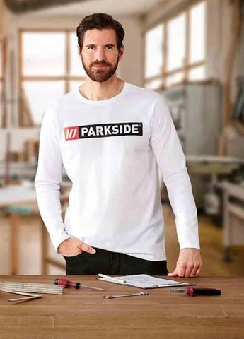 Белый демисезонный кэжуал лонгслив Parkside с логотипом