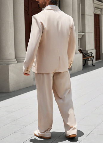 Світло-бежевий демісезонний костюм (піджак, штани) брючний SHEIN