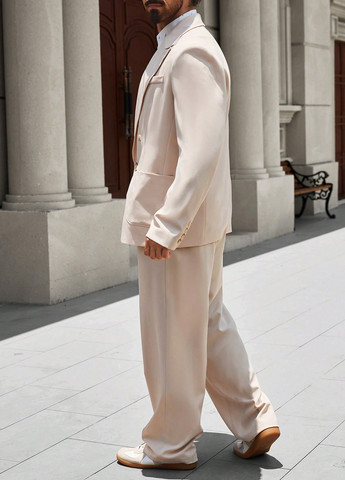 Світло-бежевий демісезонний костюм (піджак, штани) брючний SHEIN