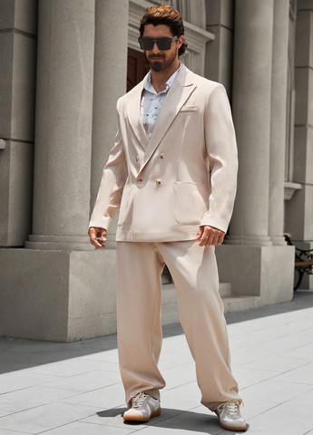 Світло-бежевий демісезонний костюм (піджак, штани) брючний SHEIN