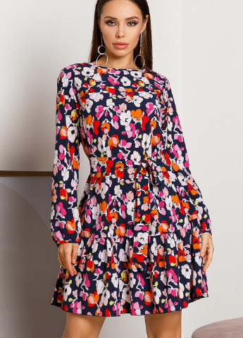 Комбинированное кэжуал платье клеш VONAVIN с цветочным принтом