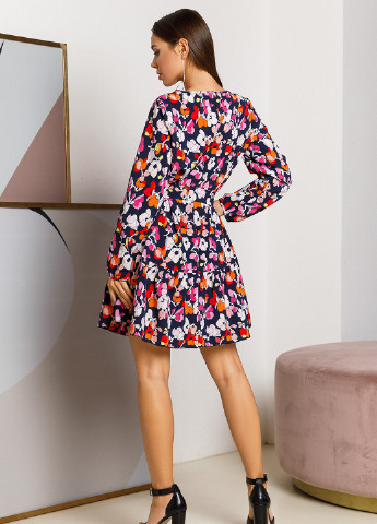 Комбинированное кэжуал платье клеш VONAVIN с цветочным принтом