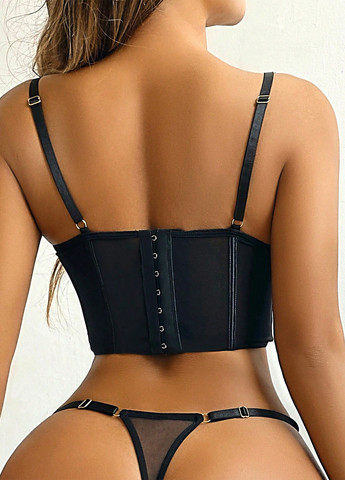 Черный демисезонный комплект (бюстгальтер, трусики) SHEIN