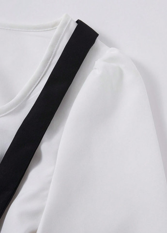 Черно-белое кэжуал платье клеш SHEIN колор блок