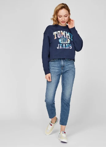 Темно-синій світшот Tommy Jeans логотип без декору (255256488)