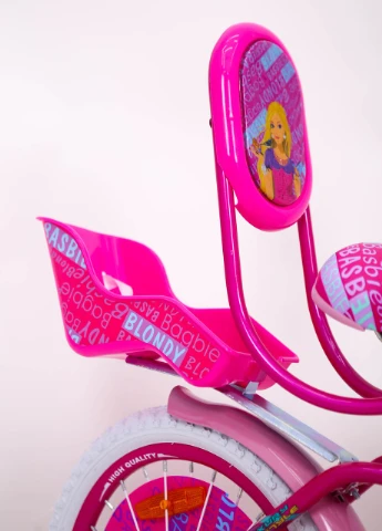 Детский розовый велосипед BARBIE 18 дюймов БАРБИ с корзинкой и боковыми колесами от 6 лет Sigma (251788295)
