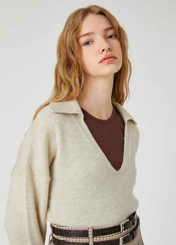 Светло-бежевый демисезонный свитер пуловер KOTON