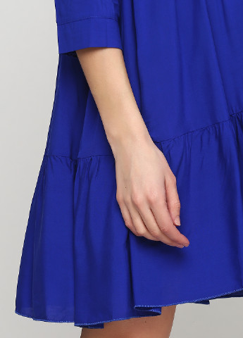 Синее кэжуал платье рубашка Sedato однотонное