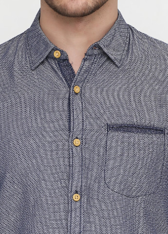 Синяя кэжуал рубашка с геометрическим узором Tom Tailor с длинным рукавом