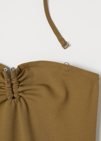 Оливкова (хакі) кежуал сукня з відкритою спиною, з відкритими плечима H&M однотонна