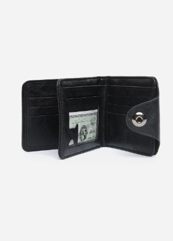 Гаманець чоловічий чорний з екошкіри розмір 11,5х9.5х2 см Let's Shop (256547917)