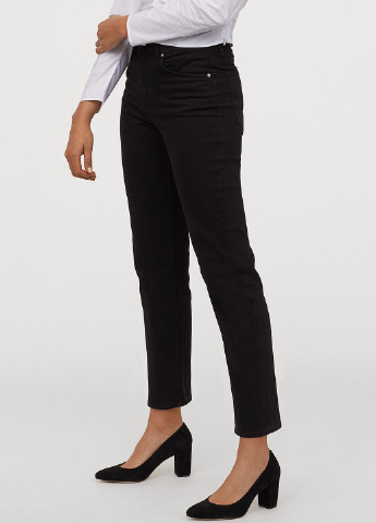 Черные демисезонные укороченные, прямые джинсы H&M